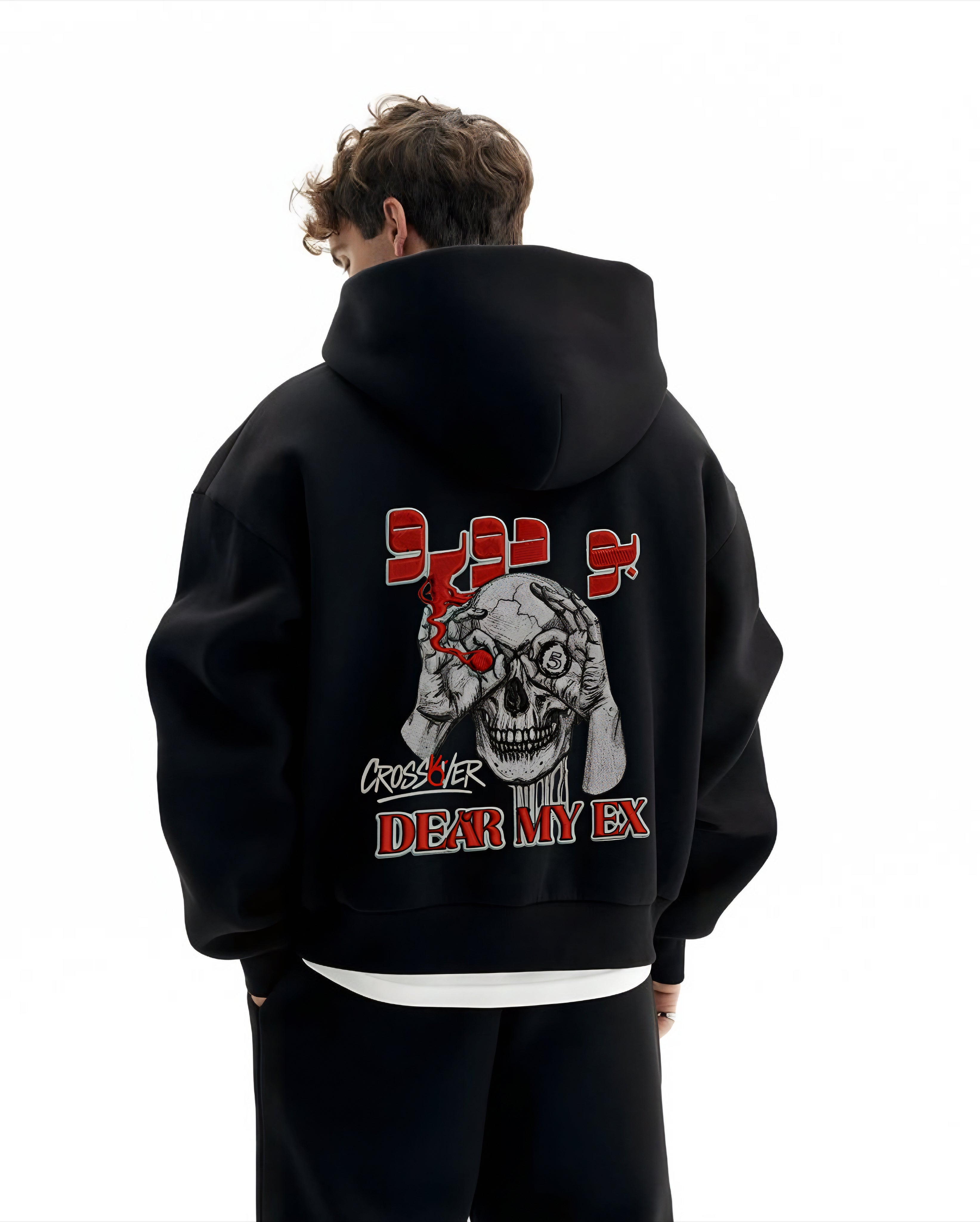"Dear My Ex" Skull Graphic Oversized Hoodie