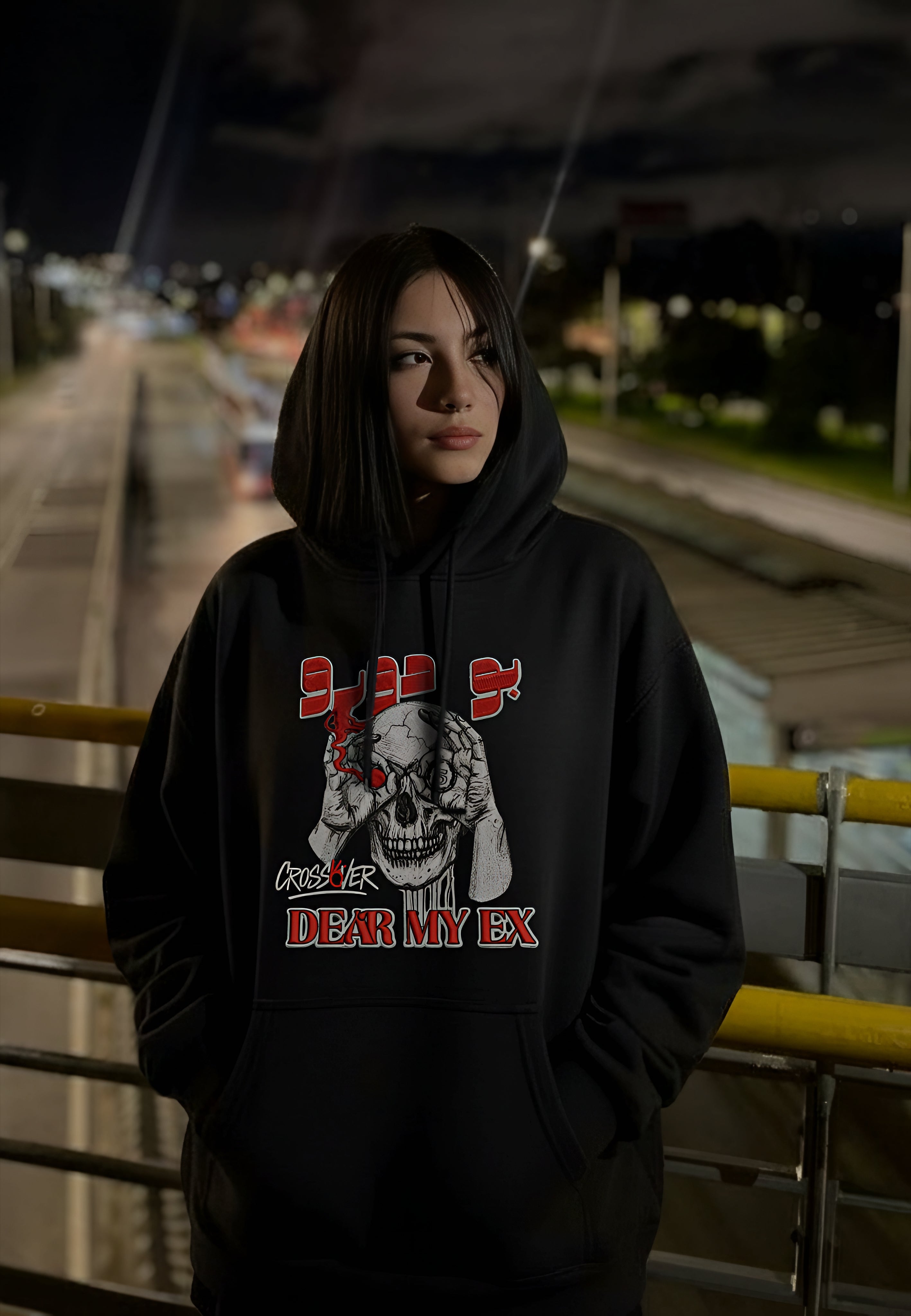 "Dear My Ex" Skull Graphic Oversized Hoodie