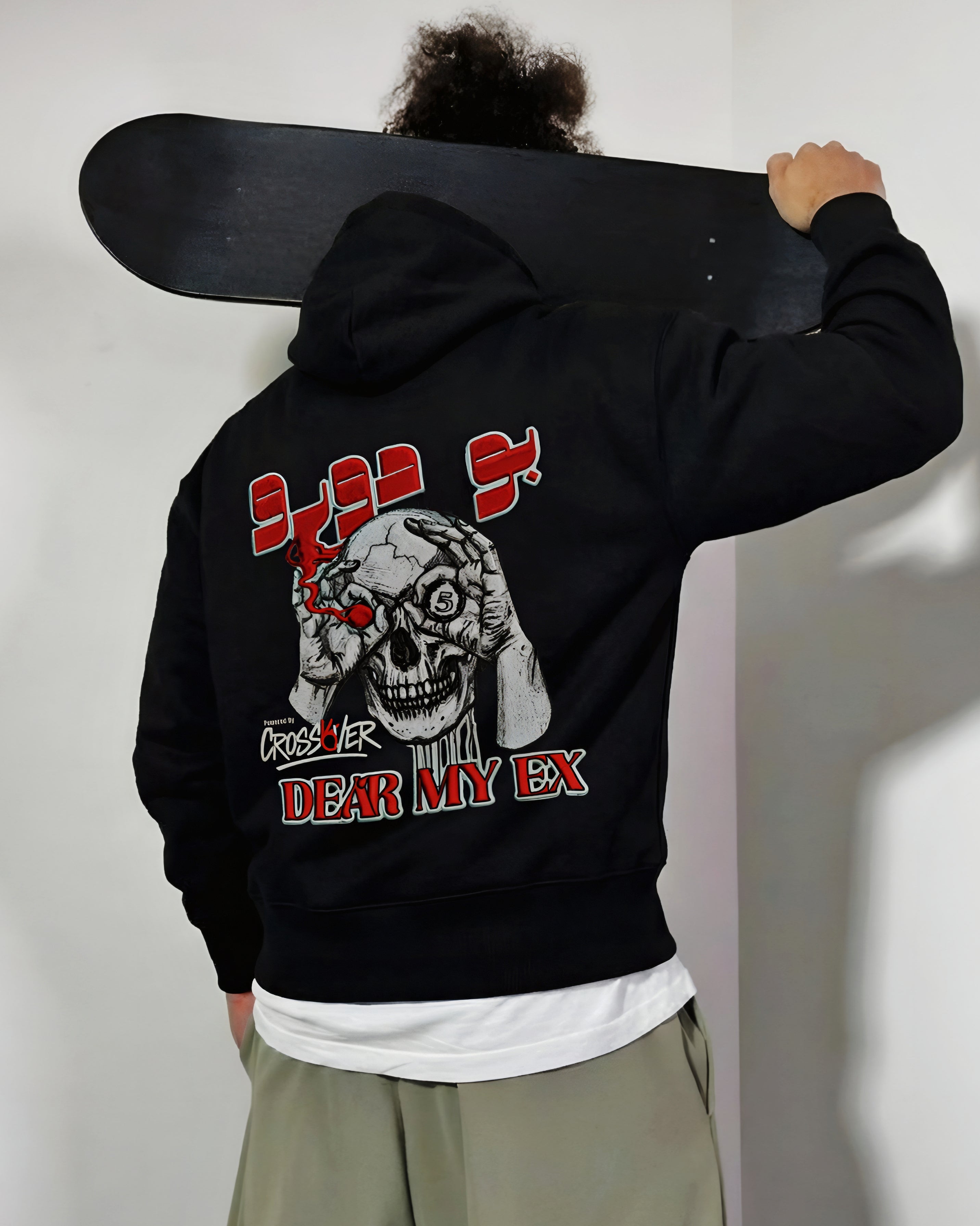 "Dear My Ex" Skull Graphic Oversized Hoodie